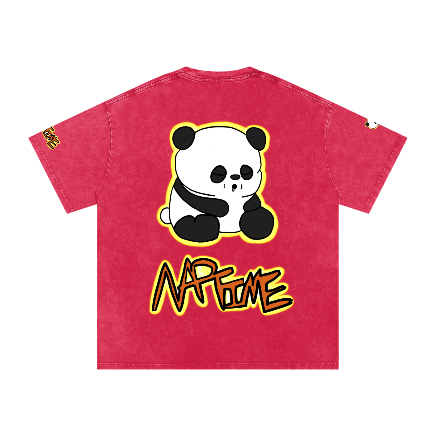 NapTime Dumpling The Sleeping Panda Snow Washed Oversized Cotton T-Shirt