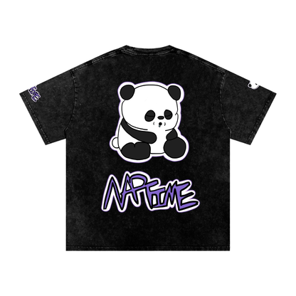 NapTime Dumpling The Sleeping Panda Snow Washed Oversized Cotton T-Shirt