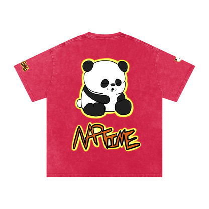 NapTime Dumpling The Sleeping Panda Snow Washed Oversized Cotton T-Shirt