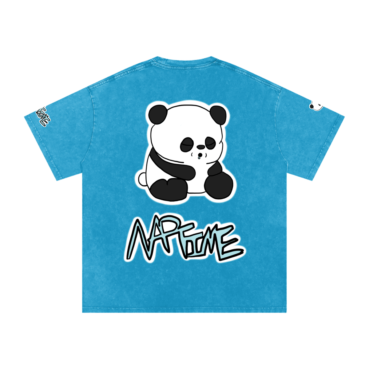 NapTime Dumpling The Sleeping Panda Snow Washed Oversized Cotton T-Shirt