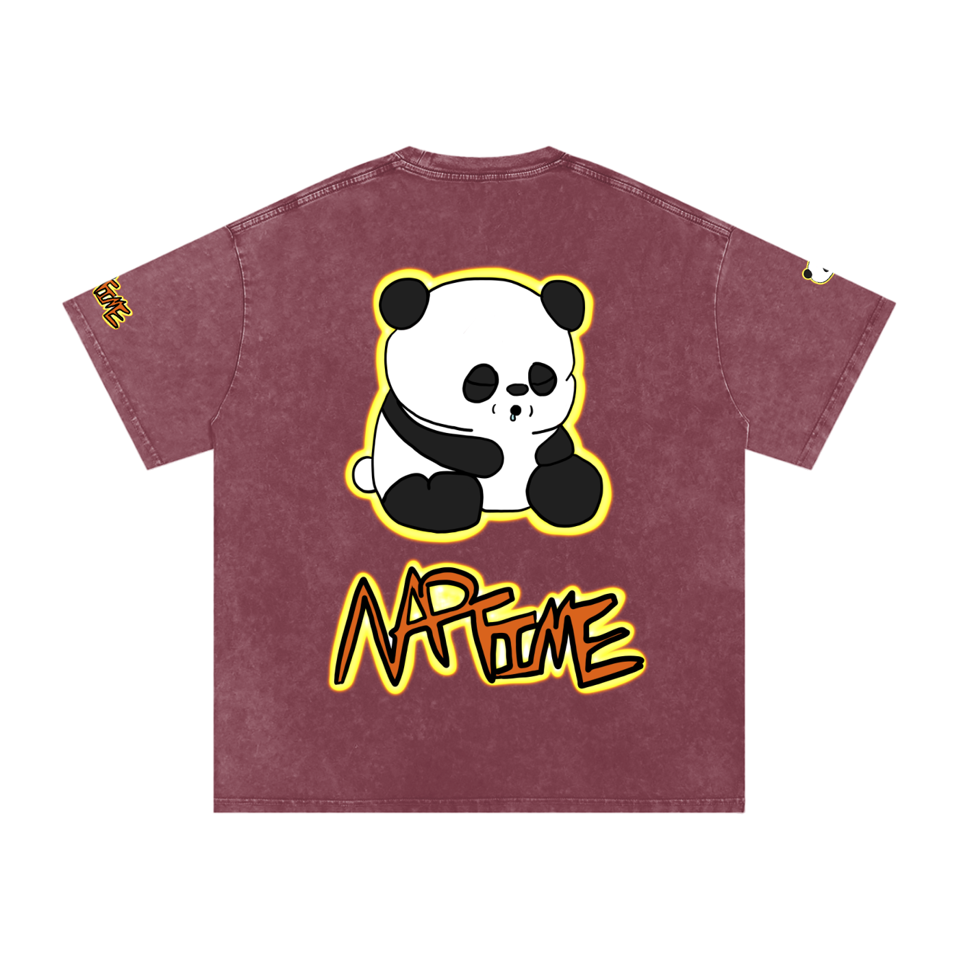 NapTime Dumpling The Sleeping Panda Snow Washed Oversized Cotton T-Shirt