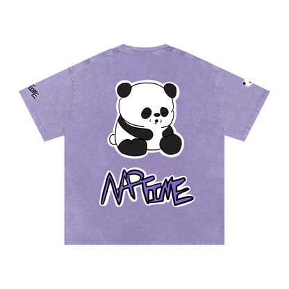 NapTime Dumpling The Sleeping Panda Snow Washed Oversized Cotton T-Shirt