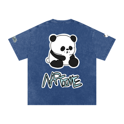 NapTime Dumpling The Sleeping Panda Snow Washed Oversized Cotton T-Shirt