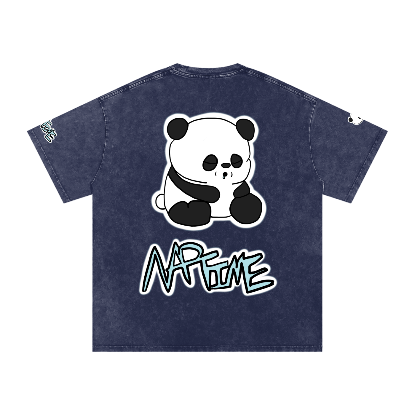 NapTime Dumpling The Sleeping Panda Snow Washed Oversized Cotton T-Shirt