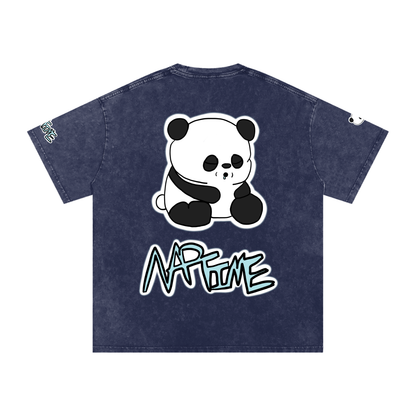 NapTime Dumpling The Sleeping Panda Snow Washed Oversized Cotton T-Shirt