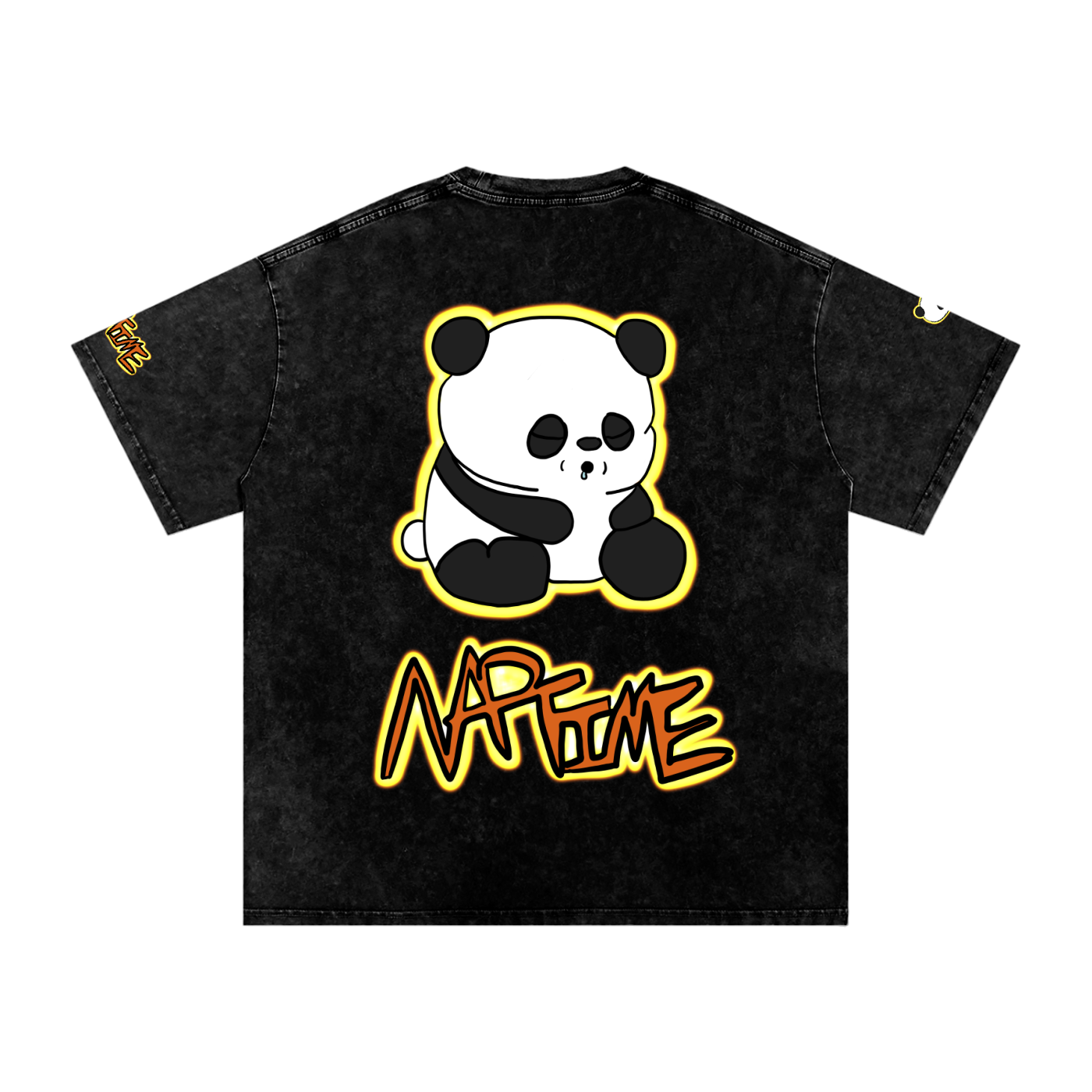 NapTime Dumpling The Sleeping Panda Snow Washed Oversized Cotton T-Shirt