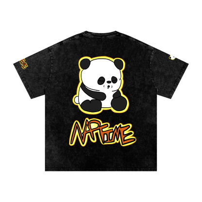 NapTime Dumpling The Sleeping Panda Snow Washed Oversized Cotton T-Shirt