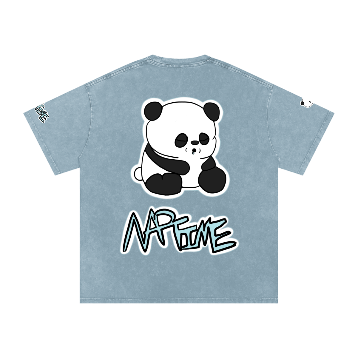 NapTime Dumpling The Sleeping Panda Snow Washed Oversized Cotton T-Shirt