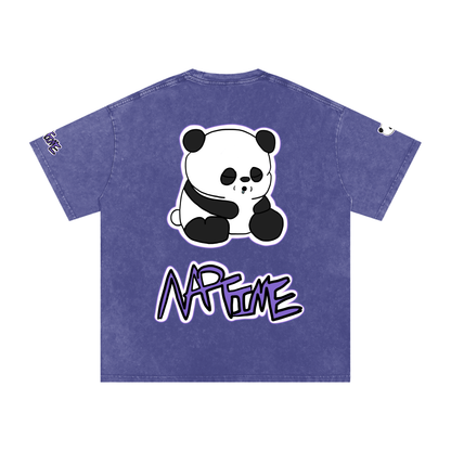 NapTime Dumpling The Sleeping Panda Snow Washed Oversized Cotton T-Shirt