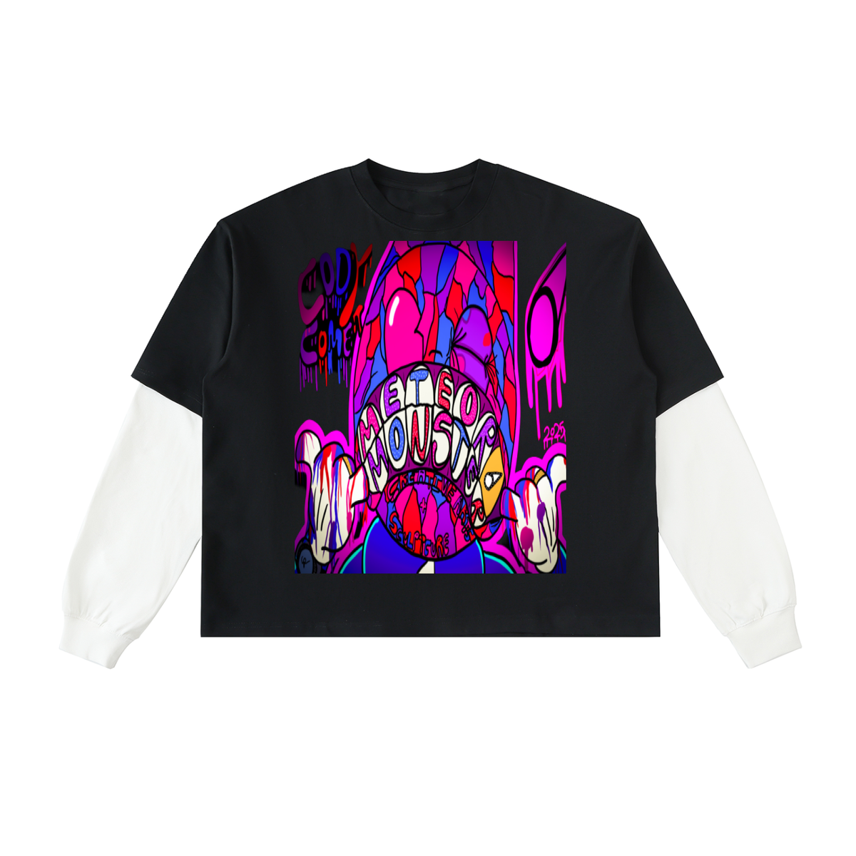 MMCAS Cody Comet Expressive Premium Layered Contrast Sleeve Cotton T-Shirt