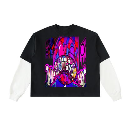 MMCAS Cody Comet Expressive Premium Layered Contrast Sleeve Cotton T-Shirt