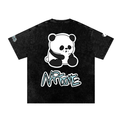 NapTime Dumpling The Sleeping Panda Snow Washed Oversized Cotton T-Shirt