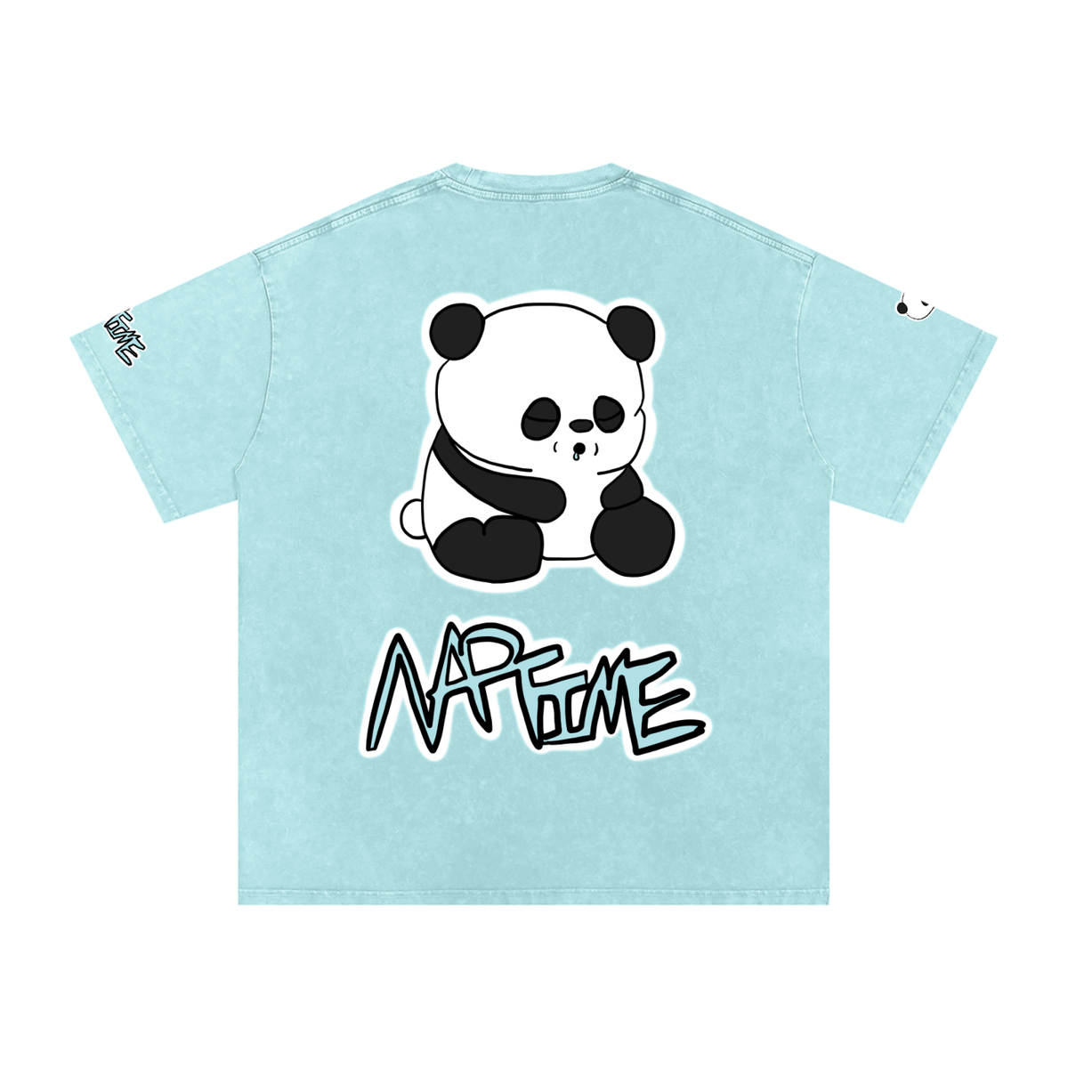 NapTime Dumpling The Sleeping Panda Snow Washed Oversized Cotton T-Shirt